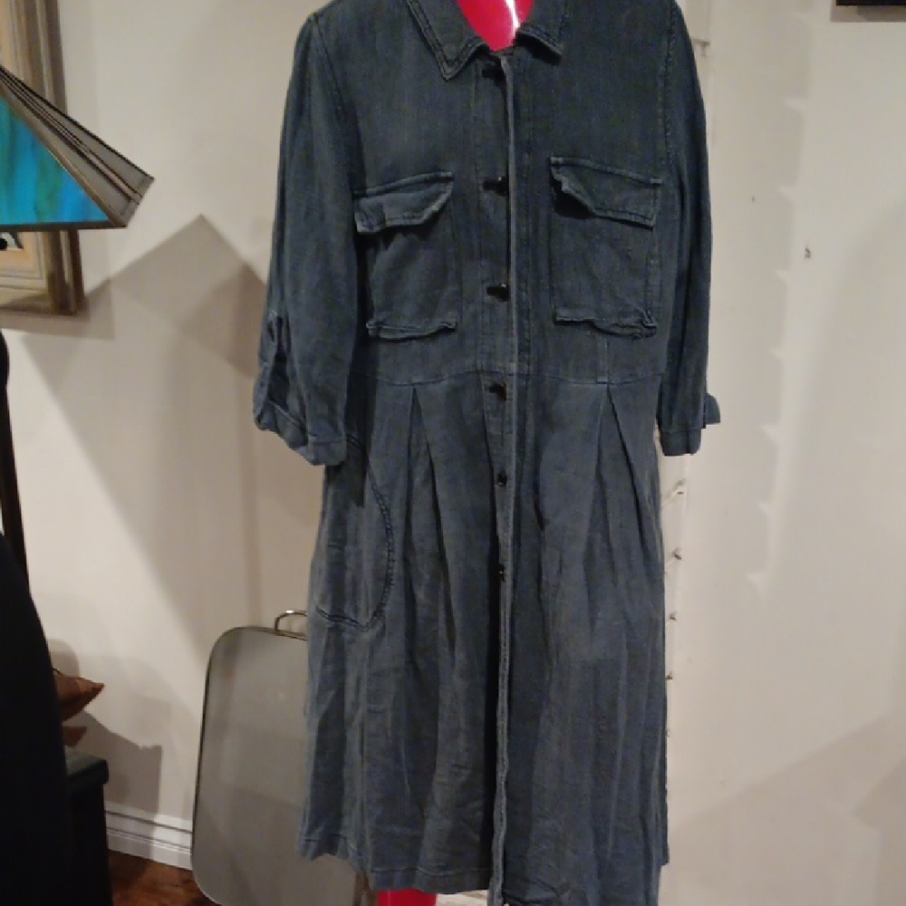 FREE PEOPLE Denim Button-Up Dress